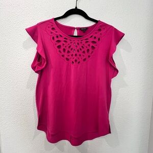 Laser Cut out Scallop Pink Top